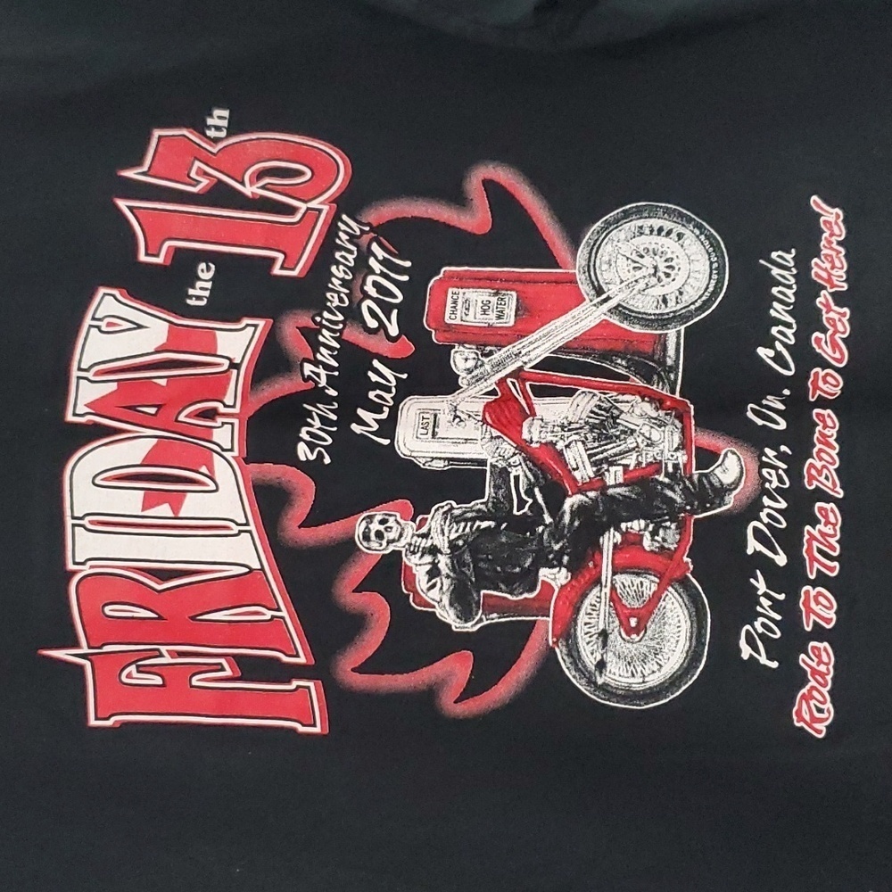 Vintage 2011 Port Dover Friday 13th -30th Anniversary Skeleton Biker Tee Size L - Picture 5 of 7